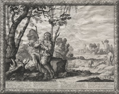 The Prodigal Son:  The Prodigal Tending the Pigs. Abraham Bosse (French, 1602-1676). Etching