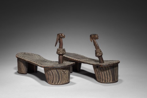 Patten-type Shoes with Pegs, c. 1800s. Africa, Central Africa, Democratic Republic of the Congo,
