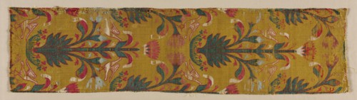 Silk Fragment, 15th century. Spain, Mudejar, 15th century. Lampas weave, silk; average: 57.8 x 14.6