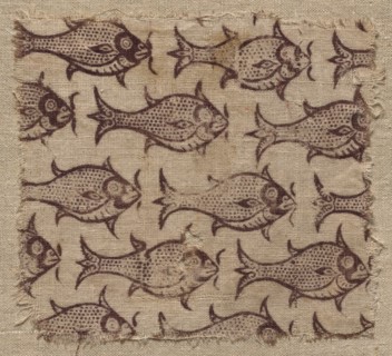 Fragment of a wood-block print on linen, 1200s - 1300s. Egypt, Mamluk period, 1200s-1300s. Block