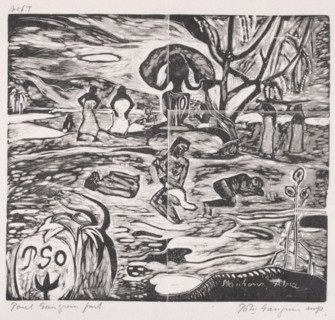 Tahitian Series:  Offerings to a God. Paul Gauguin (French, 1848-1903). Woodcut