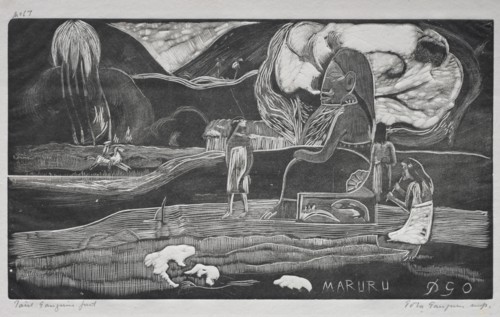 Tahitian Series:  Worship. Paul Gauguin (French, 1848-1903). Woodcut