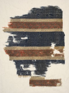 Silk fragment with decorated and inscribed bands, from the tomb of Don Felipe, 13th century. Spain,
