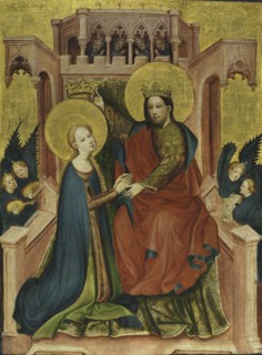 Coronation of the Virgin, c. 1410. Master of the Fröndenberg Altarpiece (German). Tempera and gold