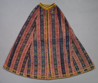 Striped silk mantle for a statue of the Virgin, late 1400s to 1500s. Spain, Granada, Nasrid period.