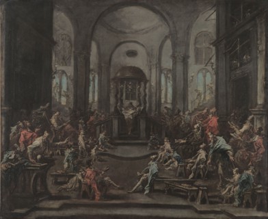 Interior of a Synagogue, c. 1725-1735. Alessandro Magnasco (Italian, 1667-1749). Oil on canvas;