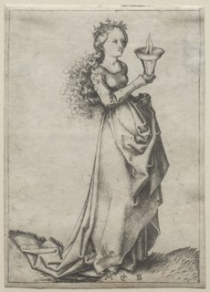 The First Wise Virgin. Martin Schongauer (German, c.1450-1491). Engraving