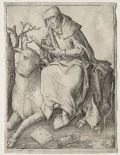 St. Luke, c. 1508. Lucas van Leyden (Dutch, 1494-1533). Engraving