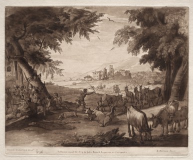 Liber Veritatis:  No. 36, Pastoral Scene with Villagers and a Herd of Oxen and Goats, 1777. Richard