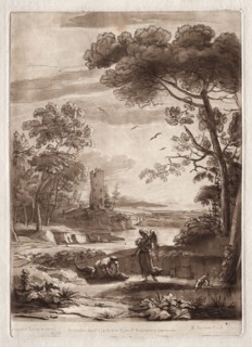 Liber Veritatis:  No. 50, A River Scene with Tobias and the Angel, 1774. Richard Earlom (British,