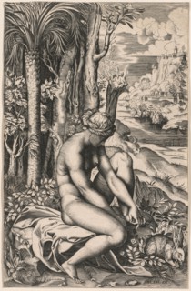 Venus Wounded by a Rose's Thorn, c. 1516. Marco Dente (Italian, c. 1486-1527), after Raphael