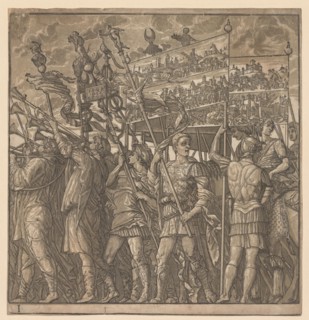 The Triumph of Julius Caesar:  Soldiers Carrying the Pictures of War, 1593-99. Andrea Andreani