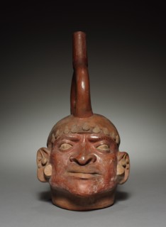 Bottle, before 1930. Peru, Mochica. Pottery; overall: 29.4 x 15.3 x 19 cm (11 9/16 x 6 x 7 1/2 in.)