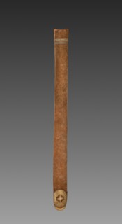 Scabbard, 1700s-1800s. India, 18th-19th Century. Velvet lining with leather straps; wooden scabbard