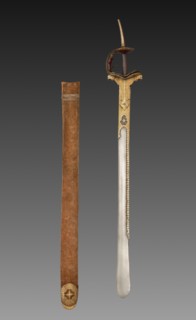 Sword with scabbard, 1700s-1800s. India, perhaps Deccan, 18th-19th century AD. Watered steel blade