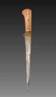 Dagger, 1700s-1800s. India, 18th-19th Century. Silver inlay and leather; overall: 42 cm (16 9/16 in