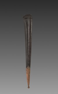 Dagger (brown leather case), 1700s-1800s. India, 18th-19th Century. Silver inlay and leather;