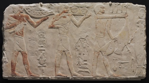 Relief of Three Offering Bearers, c. 2311-2281 BC. Egypt. Saqqara, Old Kingdom, Early Dynasty 6,