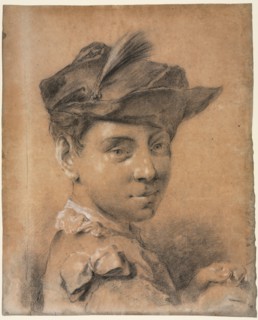 Head of a Young Man Wearing a Hat, before 1735. Giovanni Battista Piazzetta (Italian, 1682-1754).