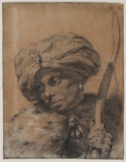 Archer with Turbaned Headdress, c. 1740. Giovanni Battista Piazzetta (Italian, 1682-1754). Black