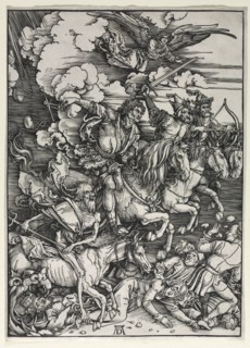 The Four Horsemen, from The Apocalypse, c. 1498. Albrecht Dürer (German, 1471-1528). Woodcut;