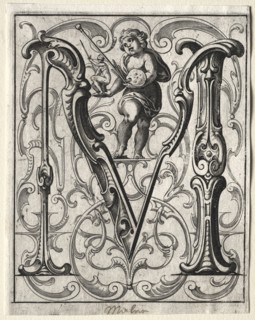 New ABC Booklet:  M, 1627. Lucas Kilian (German, 1579-1637). Engraving