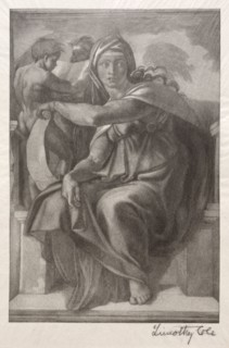 Old Italian Masters:  The Delphian Sibyl, 1890. Timothy Cole (American, 1852-1931). Wood engraving