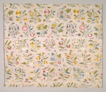Floral Embroidery, early 1600s. England, James I Period, early 17th century. Silk, linen; plain