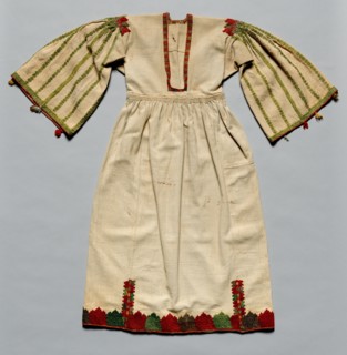 Woman's Dress, 1700s. Greece, Dodecanese Islands, Tilos ?, 18th century. Embroidery; silk and gold