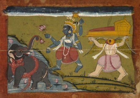 Gajendra Moksha:  The Salvation of the King of the Elephants, 1800s. India, Rajasthan, Kota(?),
