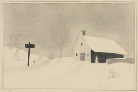 Snow Storm in Vermont. Mary Altha Nims (American, 1817-1907). Pencil;