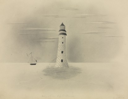 Eddystone Lighthouse, 1840. Mary Altha Nims (American, 1817-1907). Pencil; image: 12.7 x 18.4 cm (5