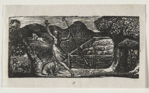 The Pastorals of Virgil, Eclogue I:  The Shepherd chases away a wolf, 1821. William Blake (British,