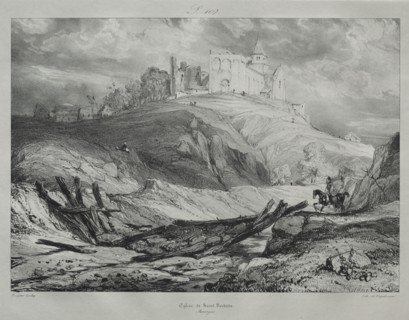 Église de St. Nectaire. Eugène Isabey (French, 1803-1886). Lithograph