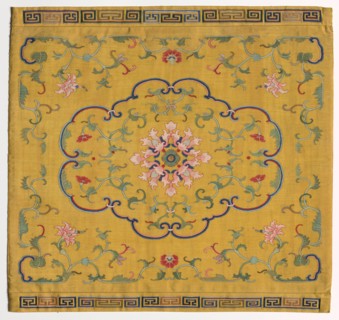 Cushion Cover, 1700s. China, 18th century. Silk, metallic thread; overall: 48.9 x 51.4 cm (19 1/4 x