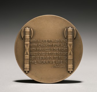Abraham Lincoln Medal (reverse), 1900s. Charles Calverley (American, 1833-1914). Bronze; diameter: