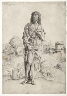 St. John the Baptist, c. 1505. Giulio Campagnola (Italian, 1482-1515). Engraving
