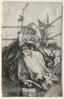 The Virgin and Child on a Grassy Bench, 1503. Albrecht Dürer (German, 1471-1528). Engraving