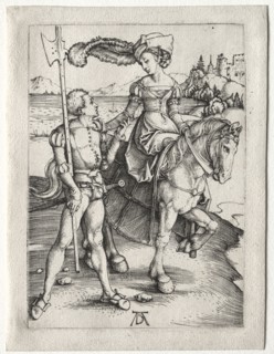 The Lady Riding and the Landsknecht, c. 1497. Albrecht Dürer (German, 1471-1528). Engraving
