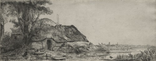 Landscape with a Cottage and a Large Tree, 1641. Rembrandt van Rijn (Dutch, 1606-1669). Etching and