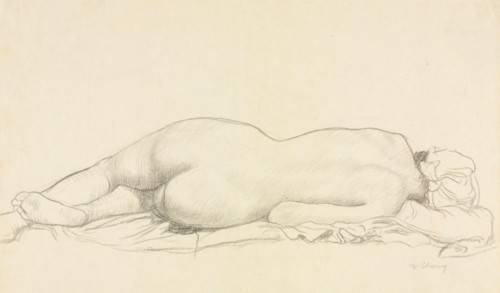 Reclining Nude. William Strang (British, 1859-1921). Graphite; sheet: 28.1 x 40 cm (11 1/16 x 15