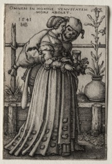 The Lady of Death Masquerading as a Fool, 1541. Hans Sebald Beham (German, 1500-1550). Engraving