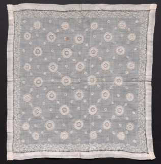 Square, 1800s. France, 19th century. Embroidery: linen; overall: 35.5 x 36.8 cm (14 x 14 1/2 in.).