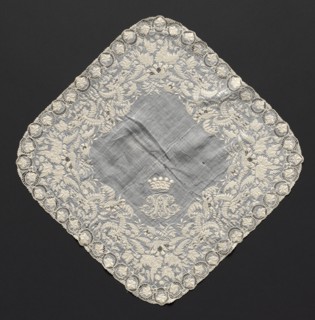 Handkerchief, early 1800s. France, 19th century. Embroidery: linen; overall: 34.9 x 34.9 cm (13 3/4