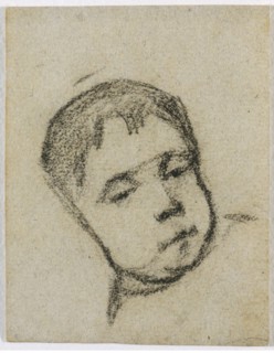 Emil Gauguin as a Child, Head on a Pillow, c. 1875-1876. Paul Gauguin (French, 1848-1903). Black