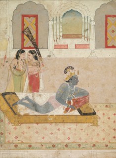 Krishna Awaiting Radha, c. 1750-1760. India, Pahari Hills, Guler school, 18th century. Ink and