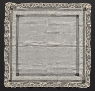 Handkerchief, 1800s. Flanders, 19th century. Embroidery and drawn work on linen ground; machine