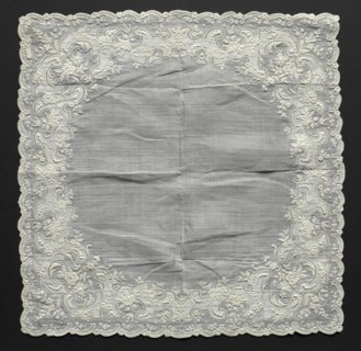 Embroidered Handkerchief, 19th century. Switzerland, 19th century. Embroidery: linen; average: 31.8