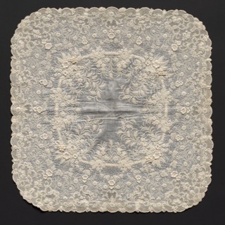 Embroidered Handkerchief, early 19th century. Switzerland, early 19th century. Embroidery: linen;