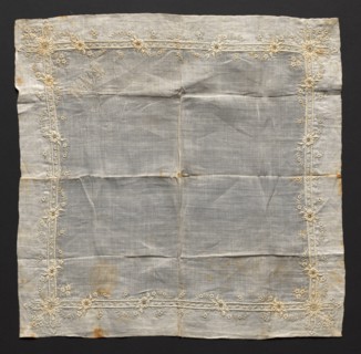 Embroidered Handkerchief, 1876. Switzerland, 19th century. Embroidery: linen; average: 39.4 x 39.4